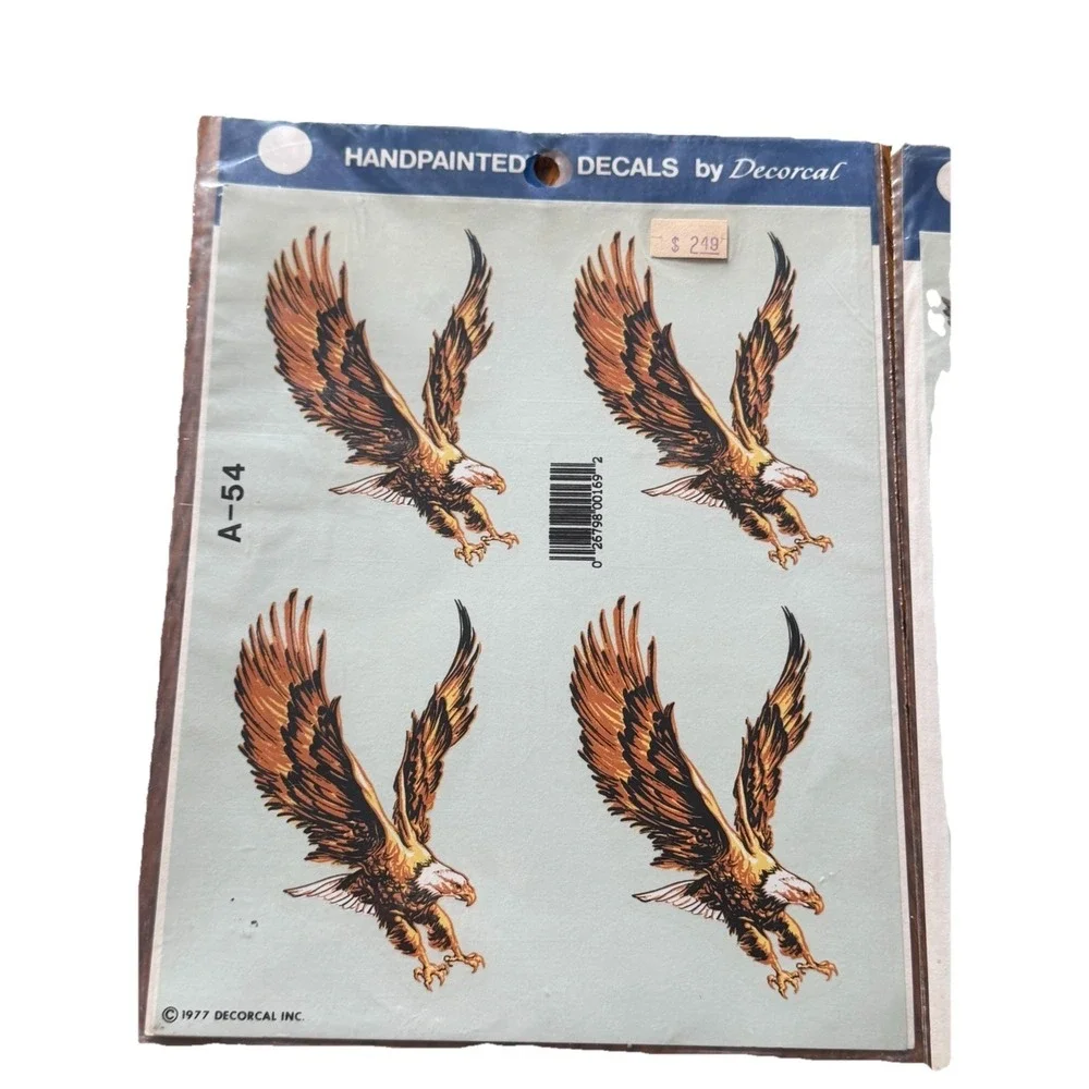 Vintage Eagle Decal Lot Of 2 NOS New Decoral 1978 Handpainted Rare Patriotic USA